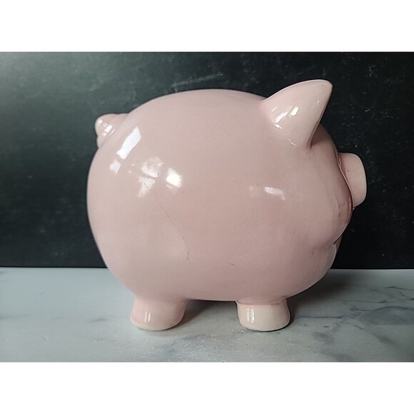Vintage Pink Ceramic Piggy Bank, READ Description - Picture 4 of 10